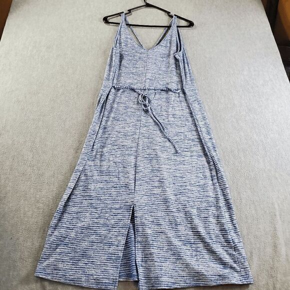 Gap Dress Womens Medium Blue Striped Tank Double Straps V Neck Back Drawstring - Picture 10 of 11